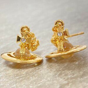 Vivienne Westwood Pierce Petite Orb Gold Earrings Jewelry with drawstring